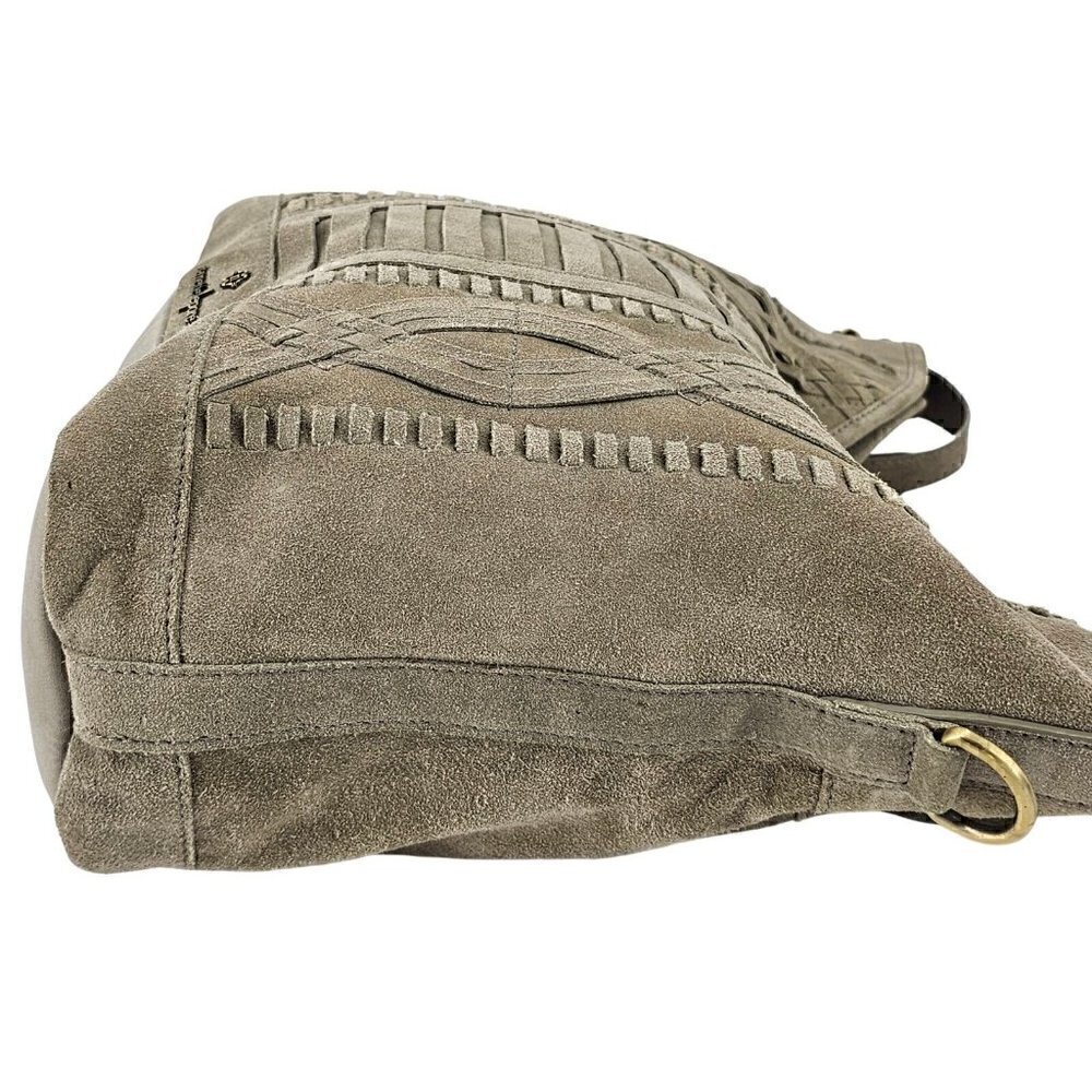 NANETTE LEPORE Bone Suede  Hobo Shoulder Bag with Intricate Woven Design - Picture 7 of 11